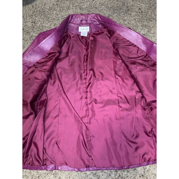 CHADWICKS Fuchsia Leather Jacket Blazer 2-Button Preppy Classic Academia 14 - Picture 5 of 11
